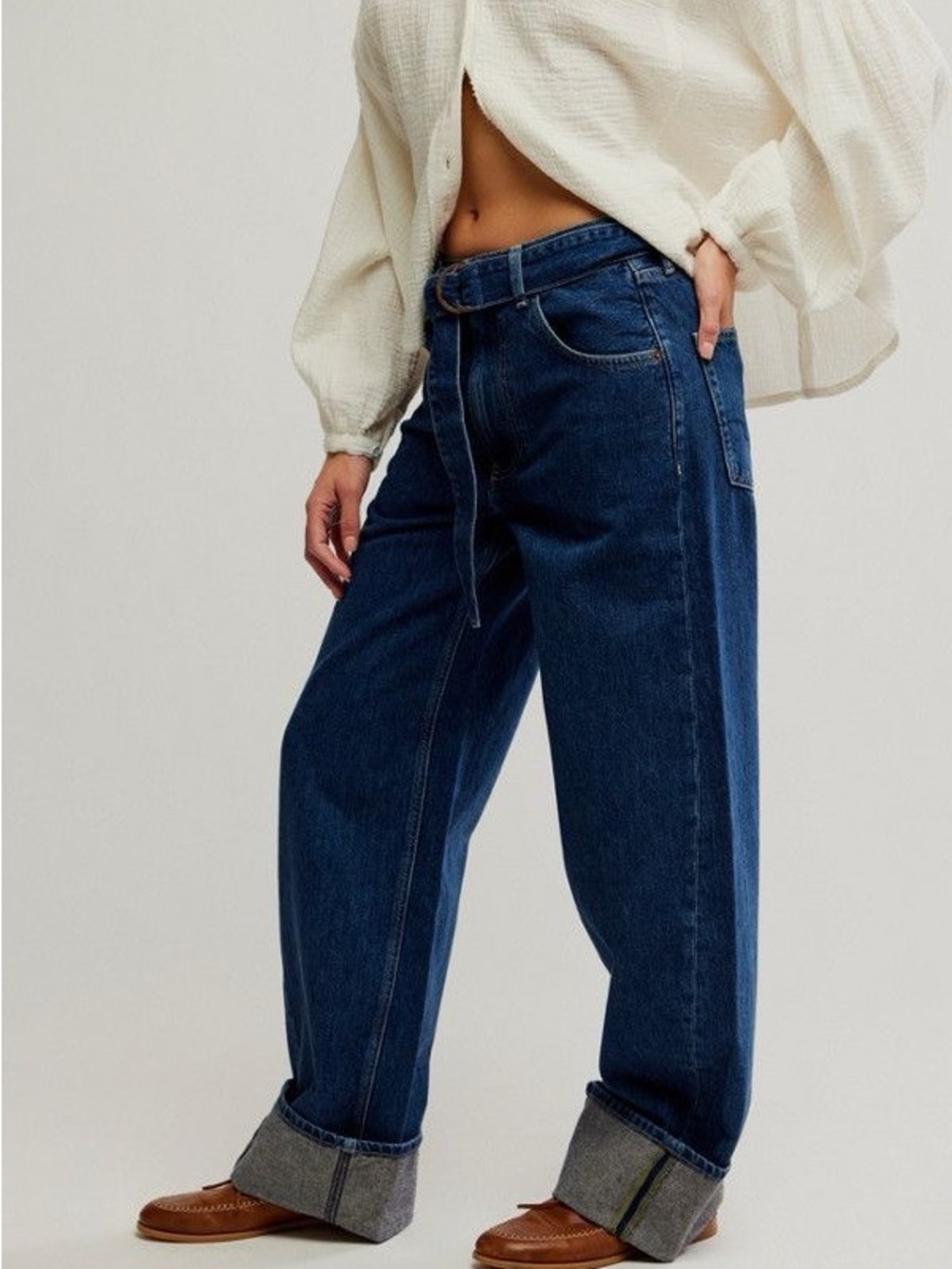 We The Free High-Rise Wide-Leg Jeans in Dark Blue - Picture 2 of 4